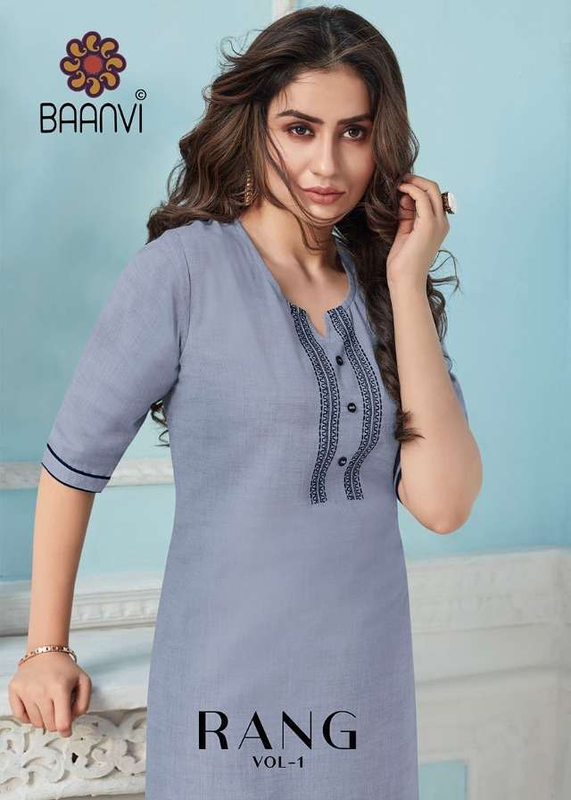 baanvi rang vol 1 series 1001-1008 cotton slub embroidery kurti 