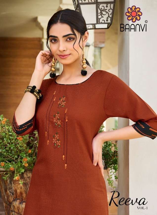 baanvi reeva vol 1 series 101-108 cotton with embroidery kurti 