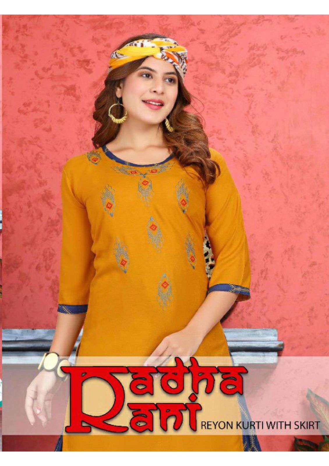 beauty queen radha rani series 01-10 rayon kurti with skirt