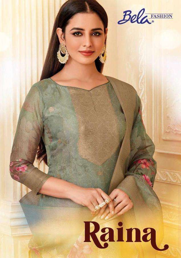 bela raina series 2079-2085 organza jacquard digital print suit 