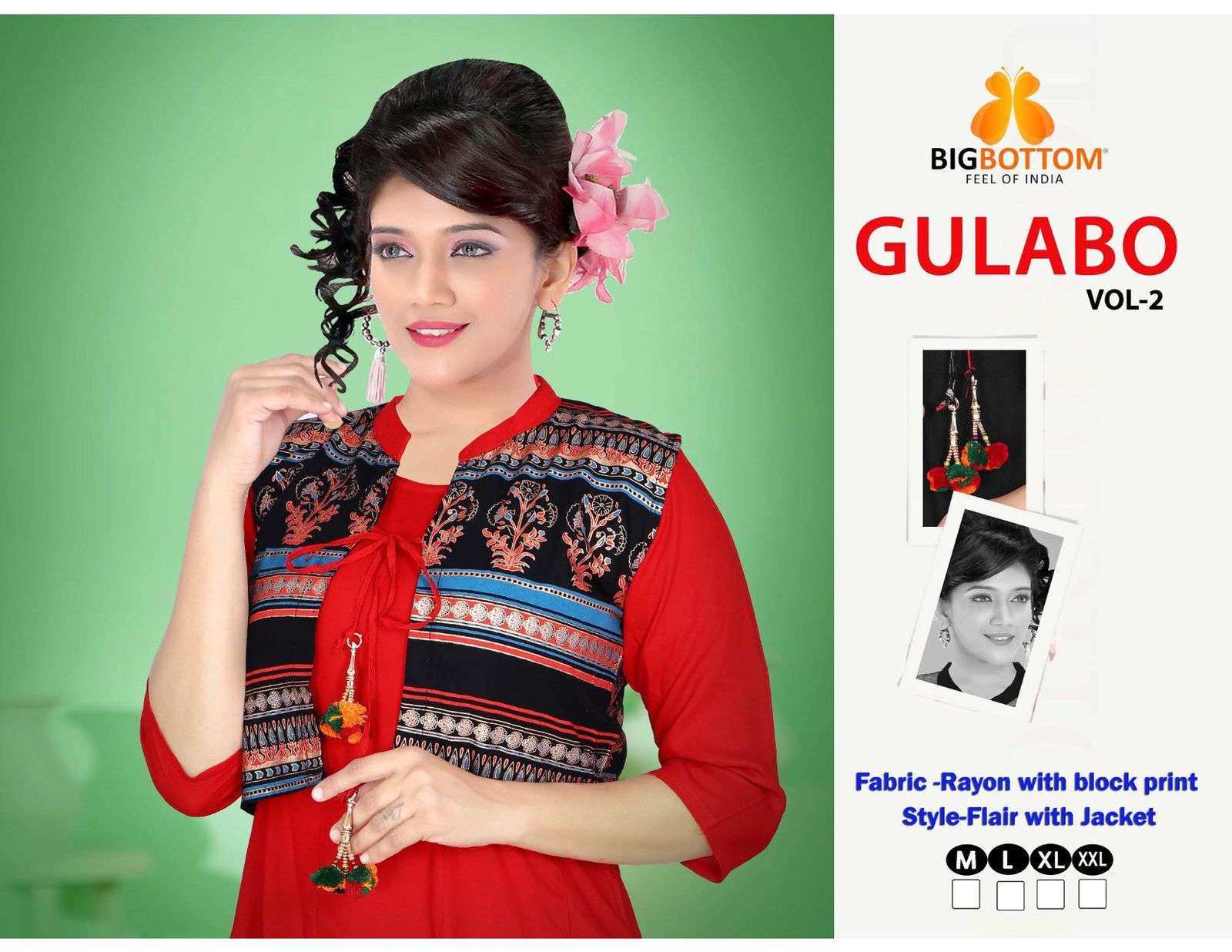 big bottom gulabo vol 2 series 001-004 Rayon With Block Print kurti 