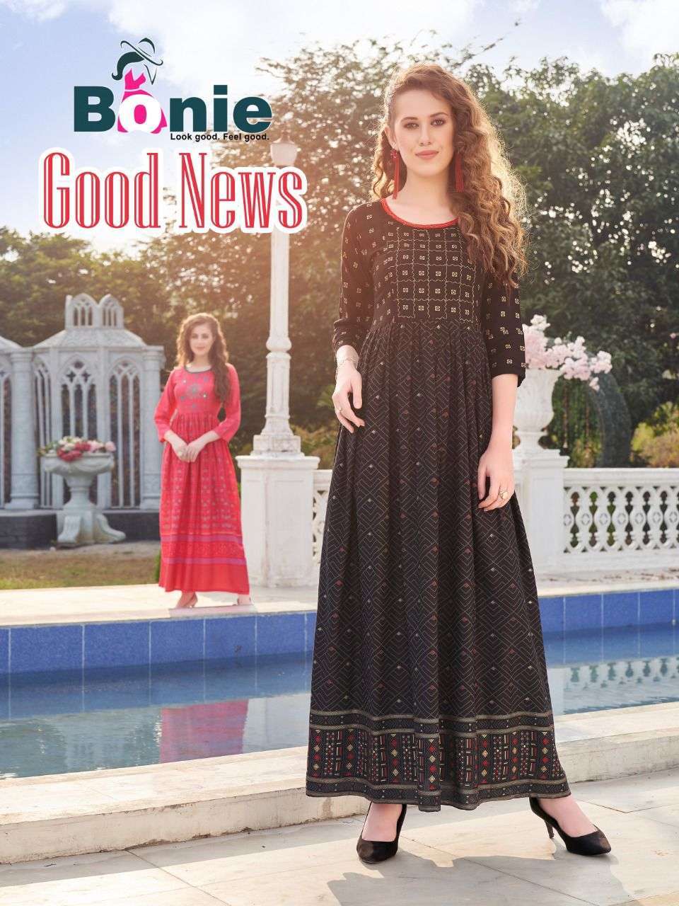 bonie good news series 1001-1008 pure rayon kurti 