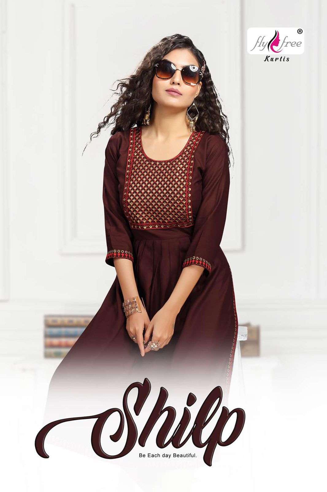 fly free shilp series 1001-1008 rayon 14 kg kurti 