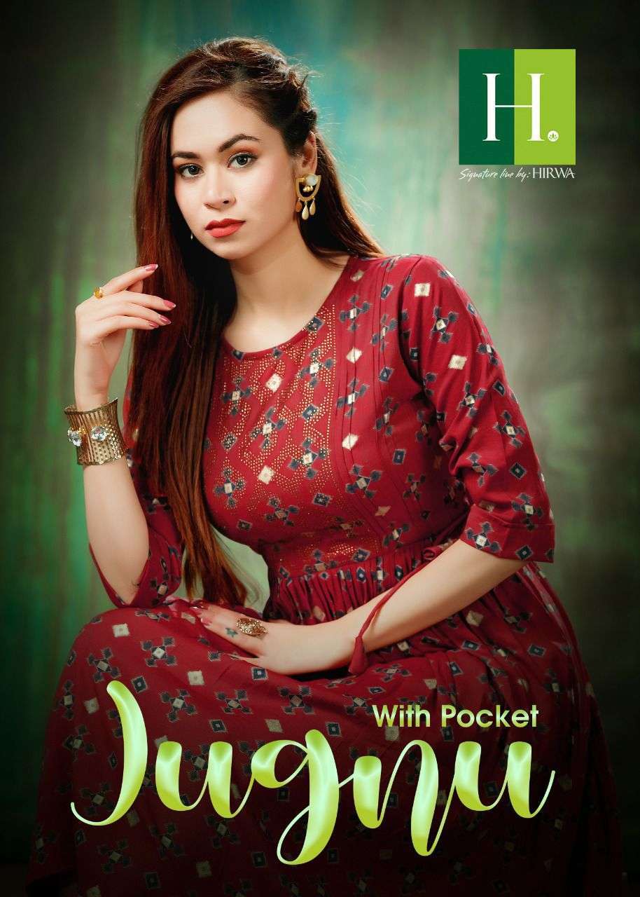 hirwa jugnu series 101-106 Heavy Capsule Foil Prints kurti