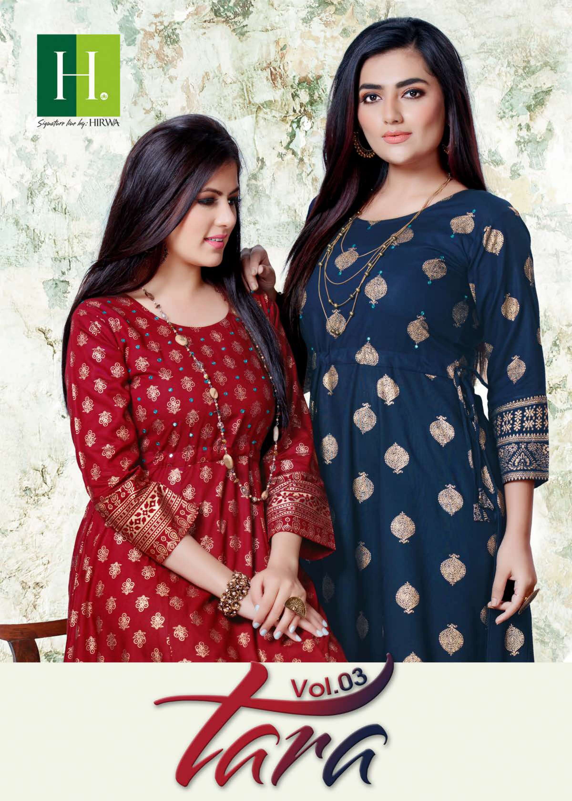 Hirwa Tara Vol-3 series 301-306 heavy quality rayon kurti 
