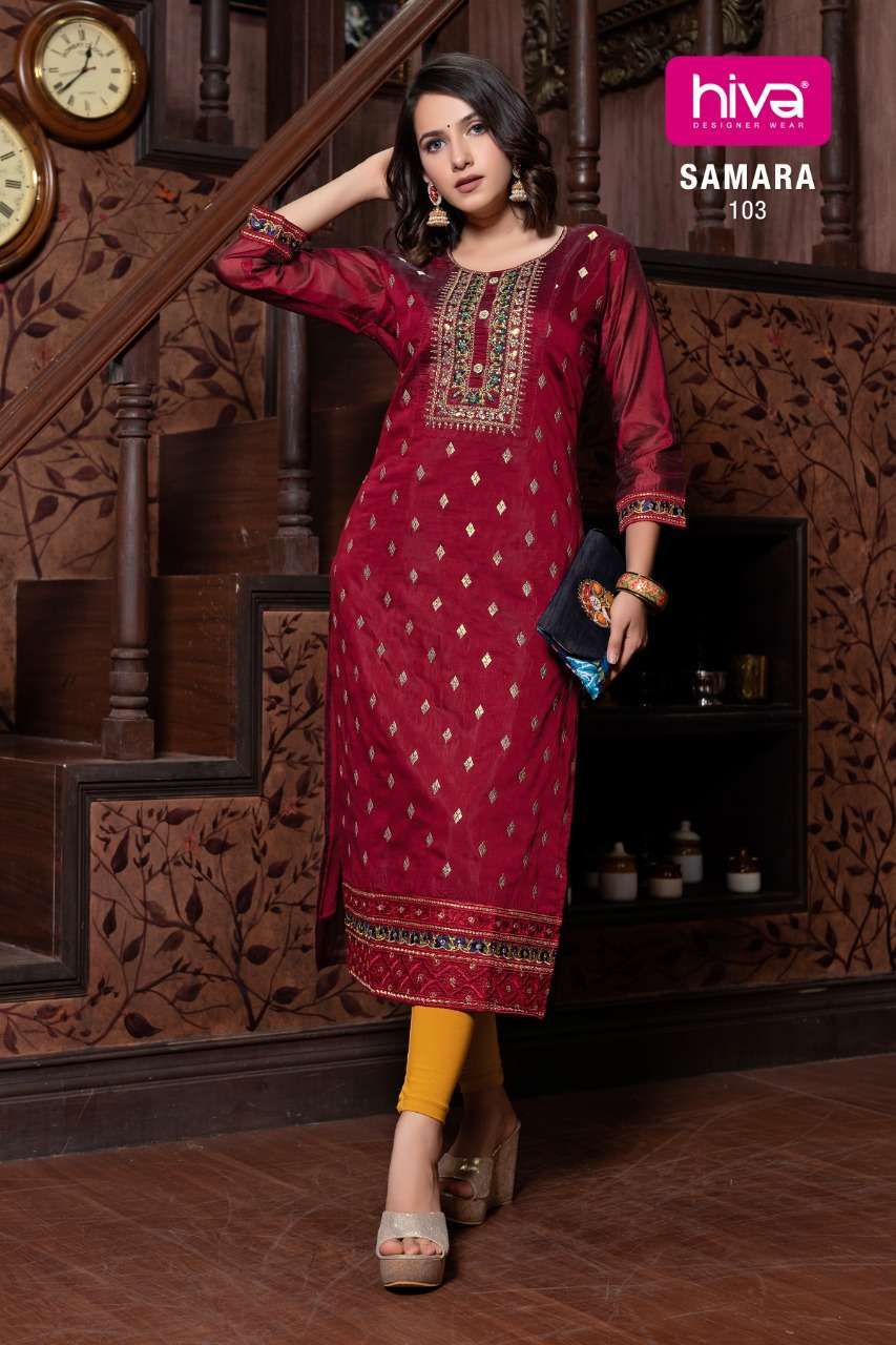 hiva designer samara series 101-106 kora silk kurti 