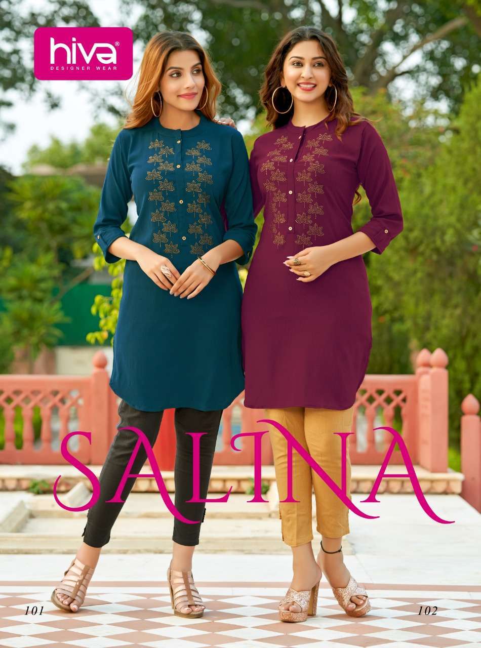 hiva salina series 101-106 imported embroidery kurti 