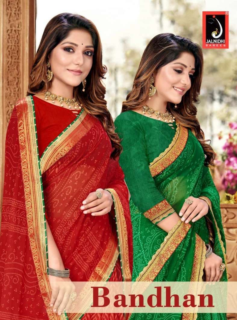 jalnidhi bandhan series 8401-8402 georgette bandhani print saree