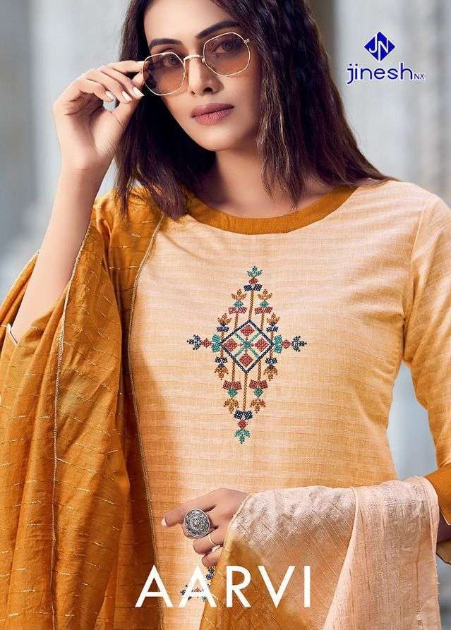 jinesh nx aarvi vol 1 series 1001-1006 cotton strip readymade suit 