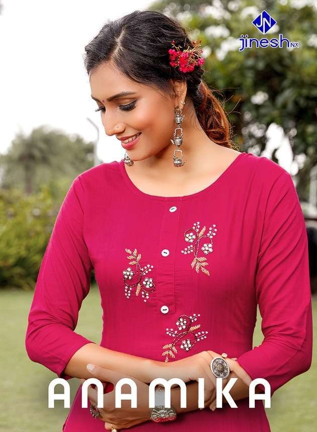 jinesh Nx anamika series 1001-1008 viscose with handwork kurti 