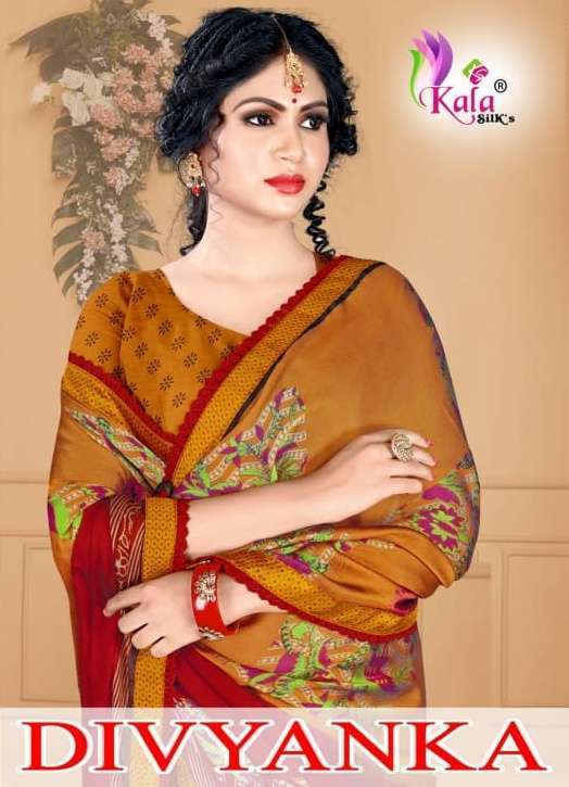 kala silks divyanka series 1001-1012 pure moss chiffon saree