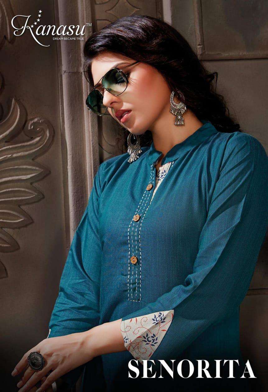 kanasu senorita series 6001-6008 heavy reversible rayon kurti 