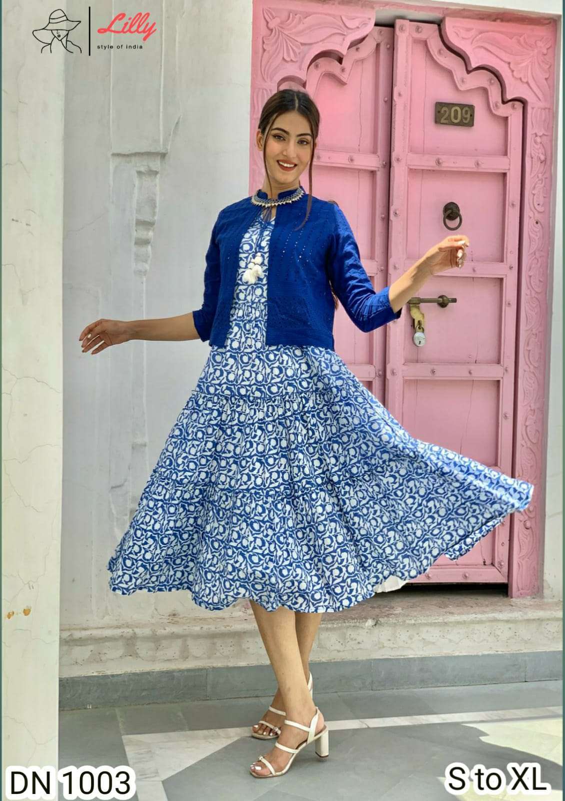 lilly style design 1003 combo set of anarkali kurti with jacket