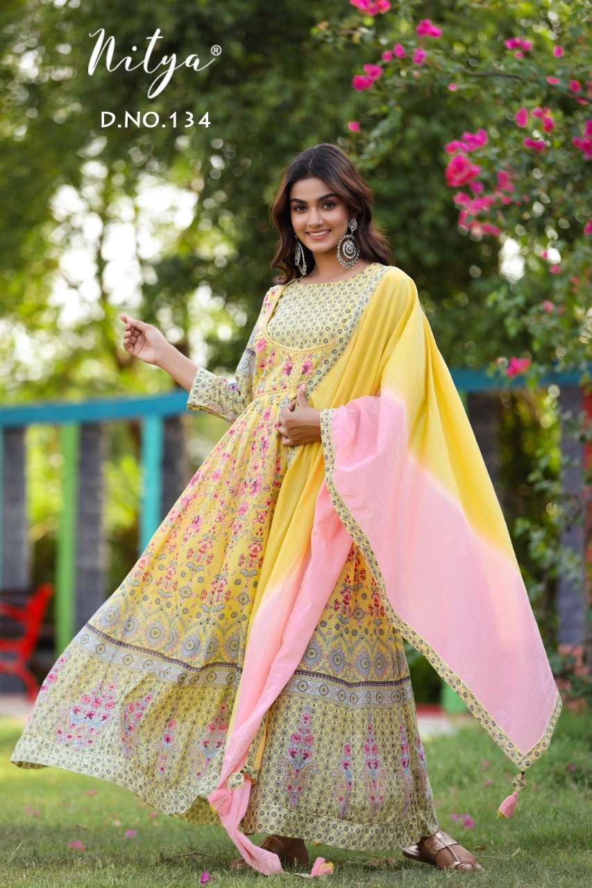 lt nitya 133 & 134 design combo set of kurti with bottom and dupatta