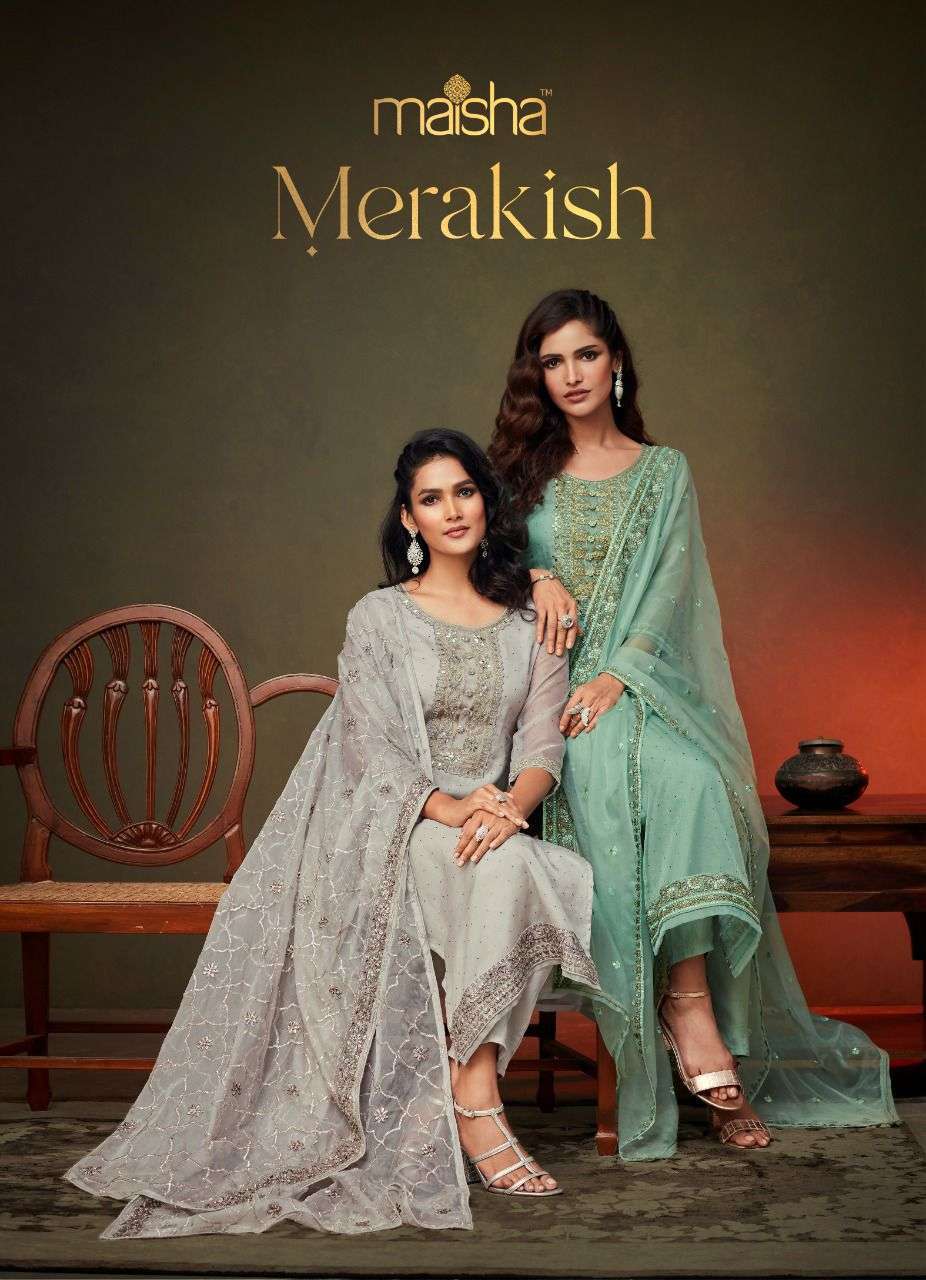 maisha merakish series 11029-11034 viscose organza suit