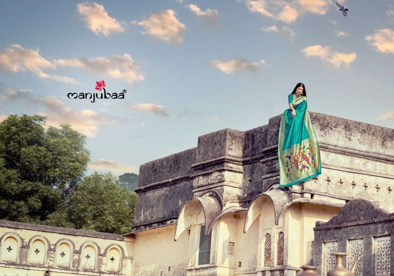 manjubaa madhu latha paithani series 6801-6808 soft banarasi silk saree