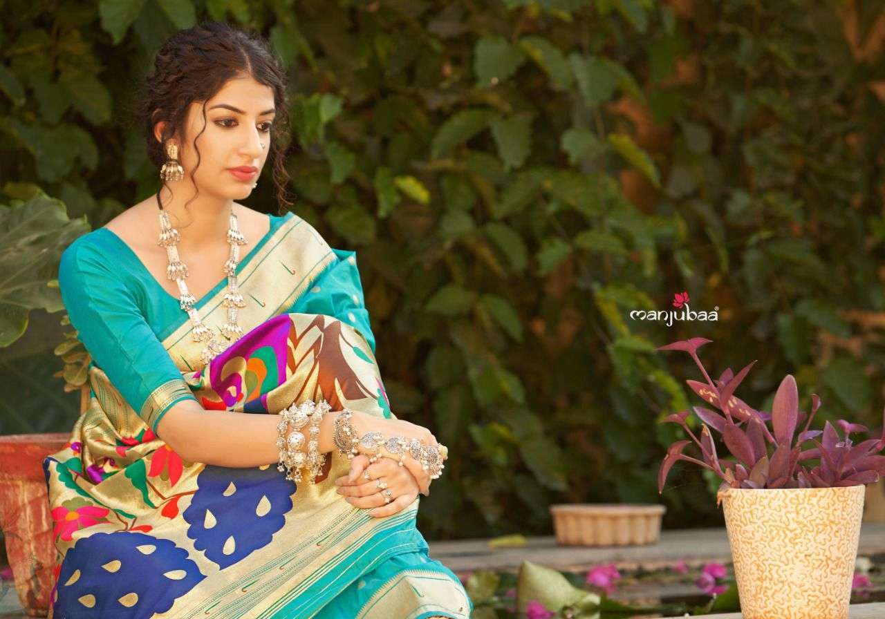 manjubaa madhu priya paithani series 6701-6708 soft banarasi silk saree