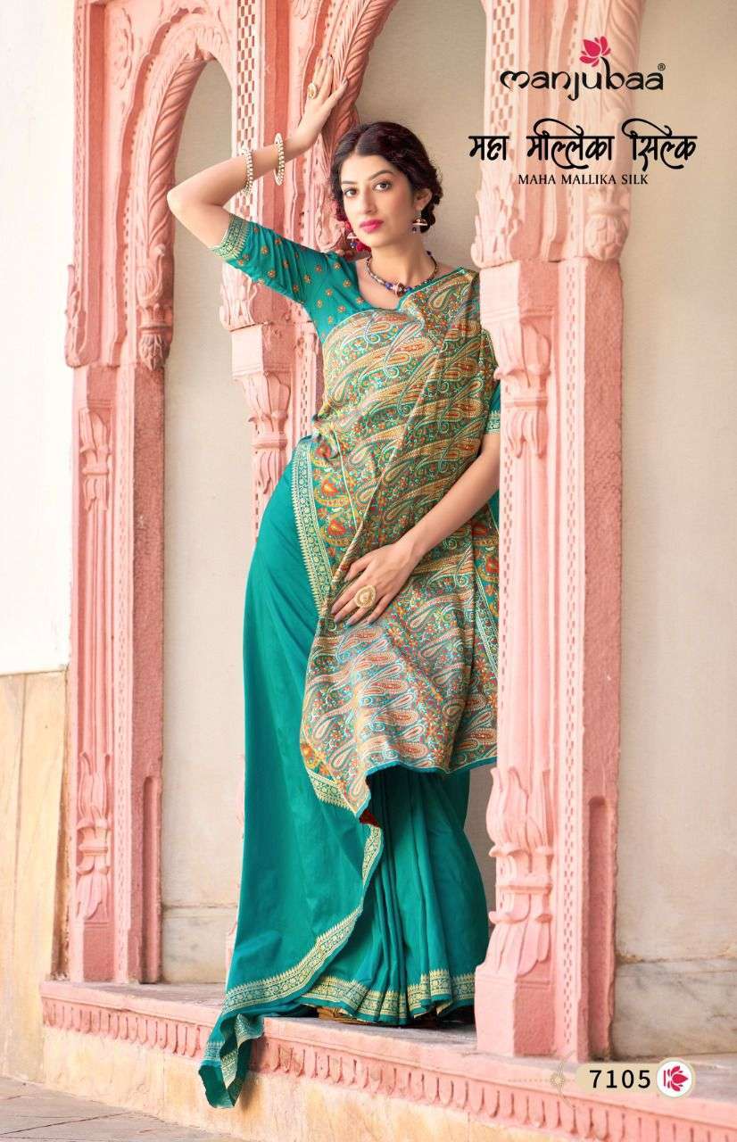 manjubaa maha mallika silk series 7101-7110 soft banarasi silk saree
