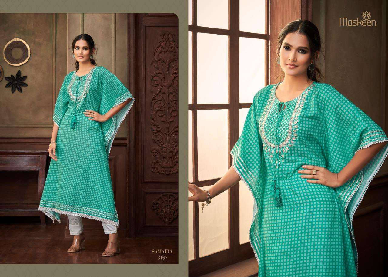 MASKEENJI DESIGNER PURE SILK WITH DIGITAL PRINT KURTI 