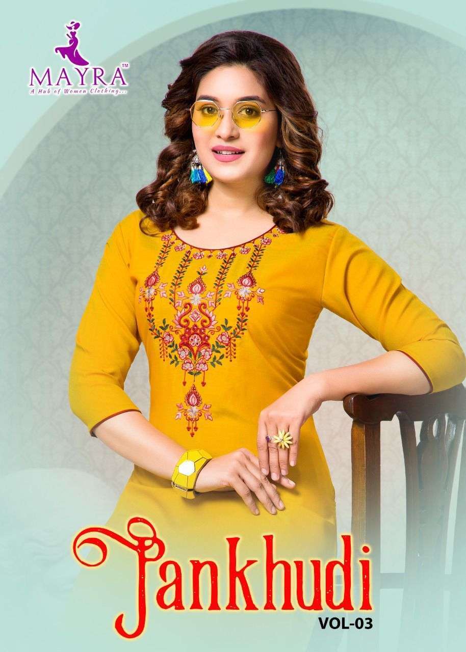 mayra pankhudi vol-3 series Rayon Silk with Embroidery kurti