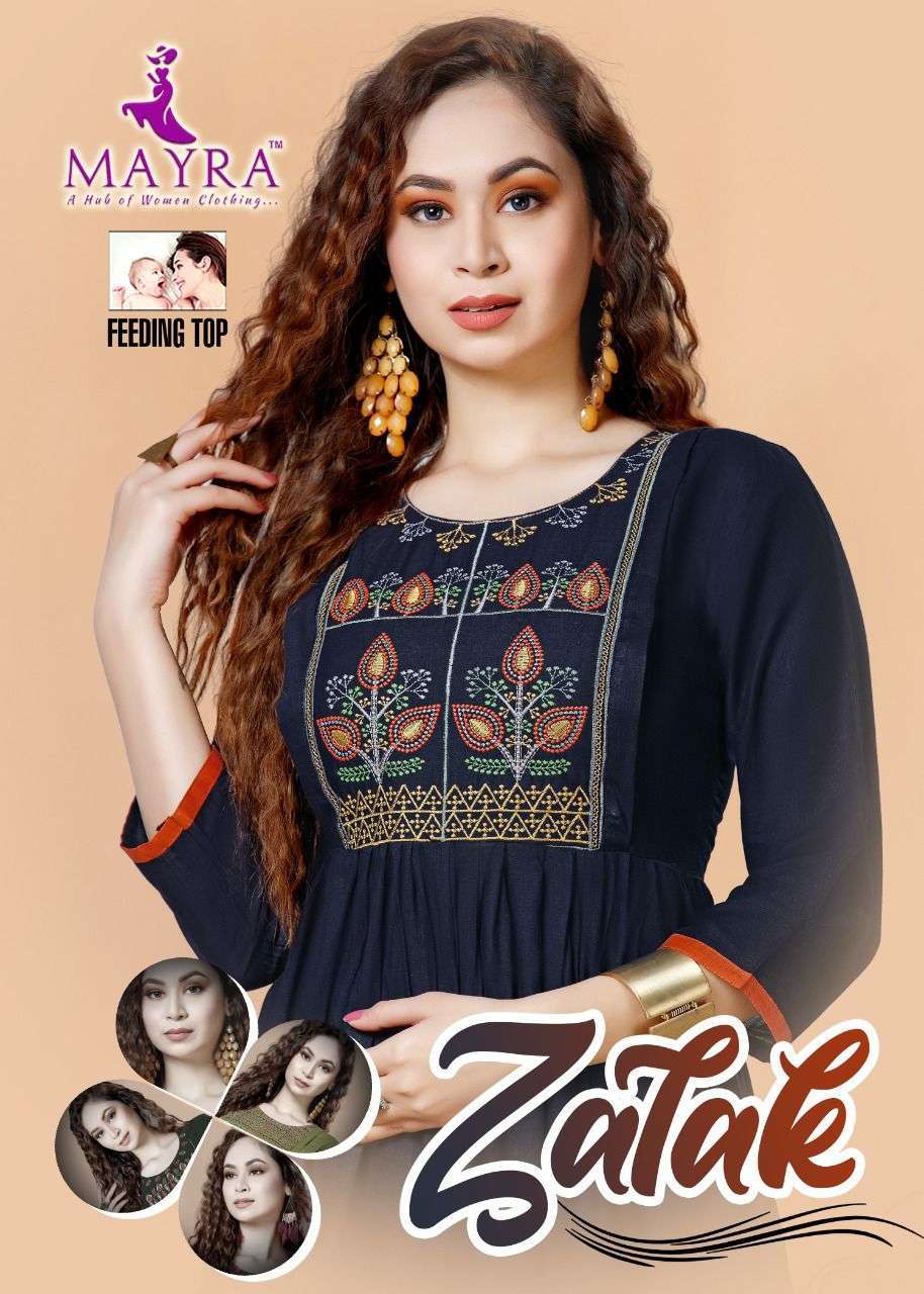 mayra zalak series 21001-21008 14 kg rayon slub kurti 