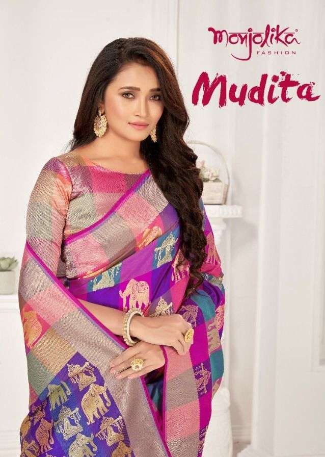 monjolika mudita series 4201-4205 banarasi silk saree