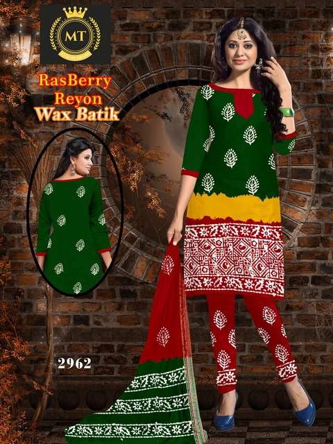 MT Rasberry series 3641-3650 Rayon Cotton With Wax Batik suit