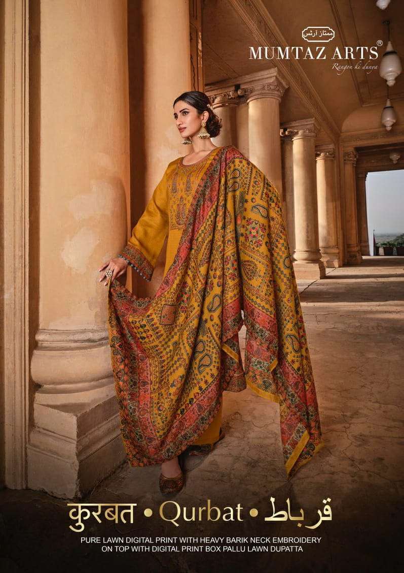 mumtaz arts qurbat series 6001-6008 pure lawn cotton suit 