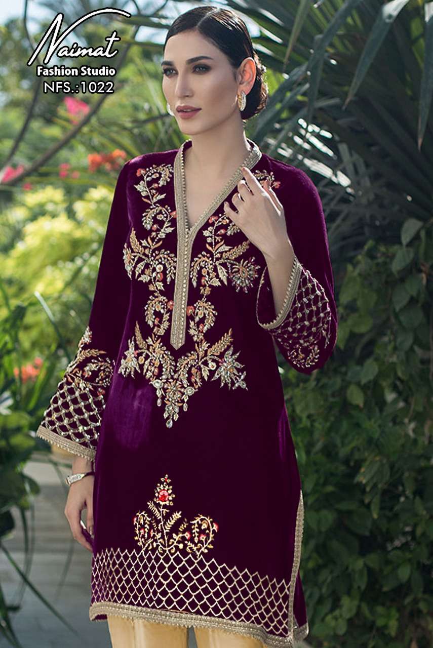 naimat fashion nfs 1022 Embroidery Velvet Tunic 