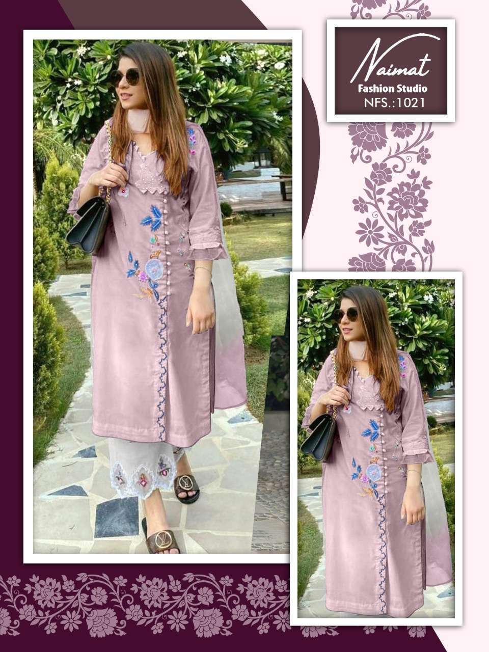 naimat nfs 1021 Pure Georgette Embroidery With  Diamond  Work suit