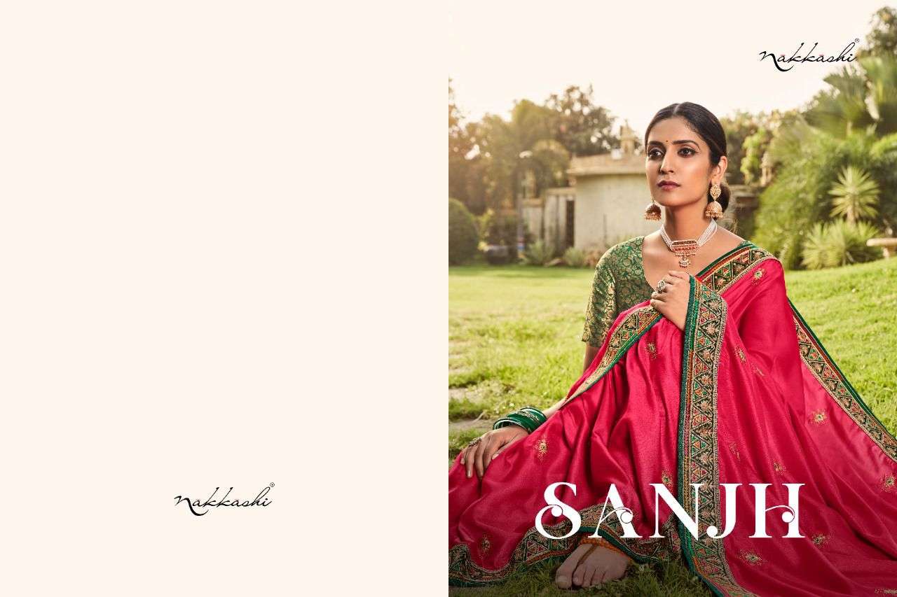 NAKKASHI SANJH DESIGNER BARFI SILK SAREE 