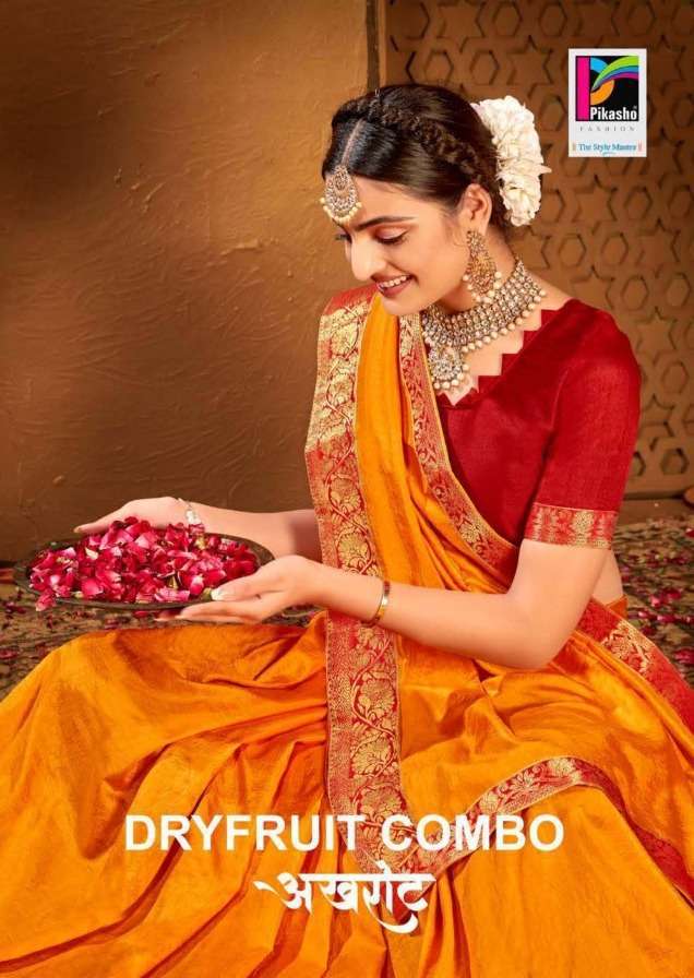 pikasho fashion akhroot series 9386-9393 vichitra silk saree
