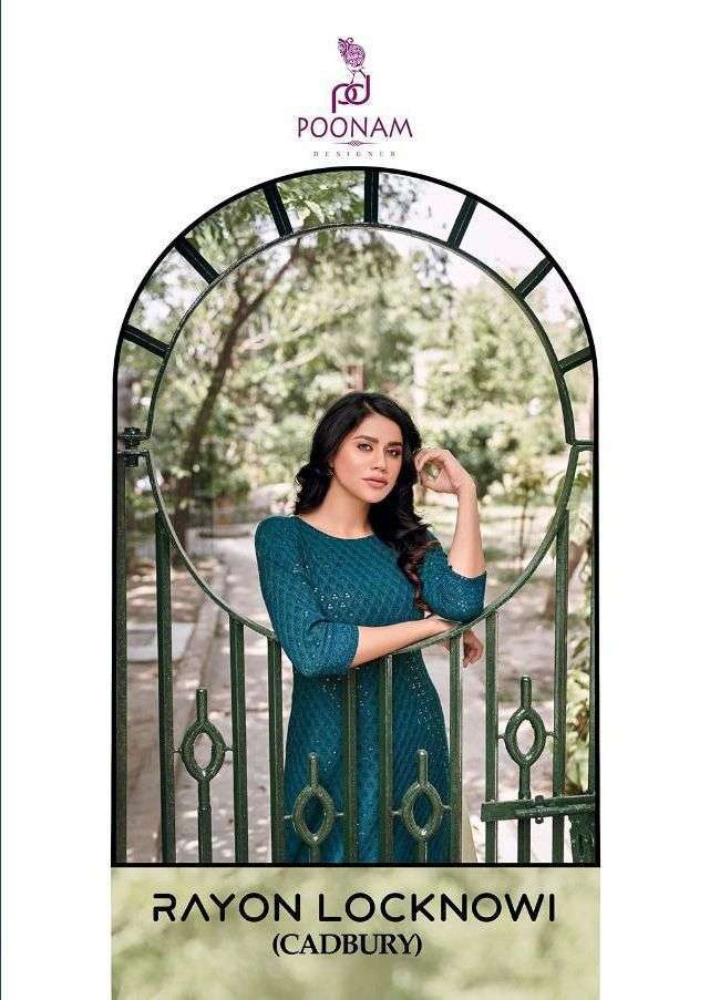 poonam rayon lucknowi cadbury series 601-608 pure rayon kurti 
