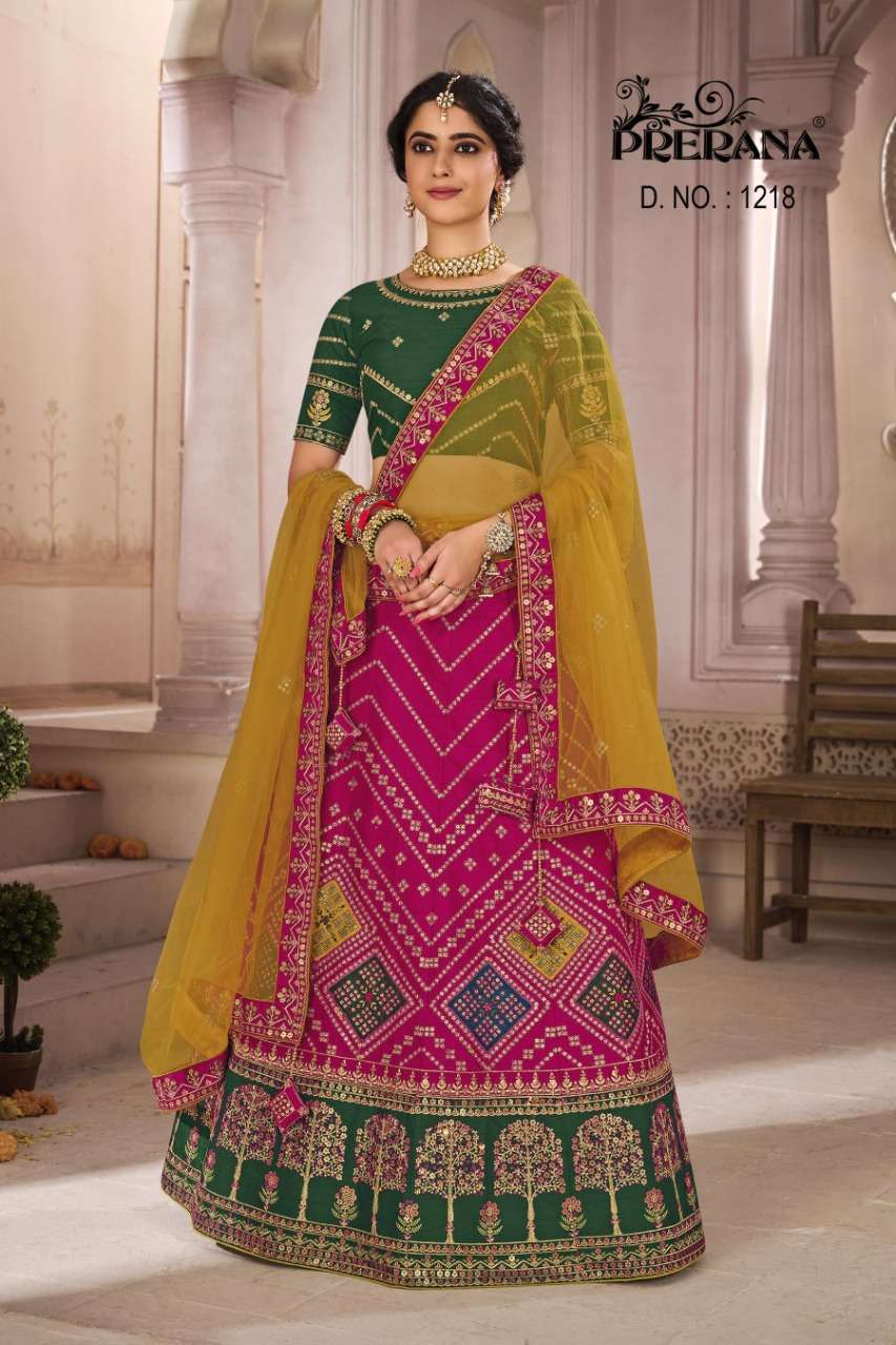 prerana silk series 1201-1218 silk machine work lehenga