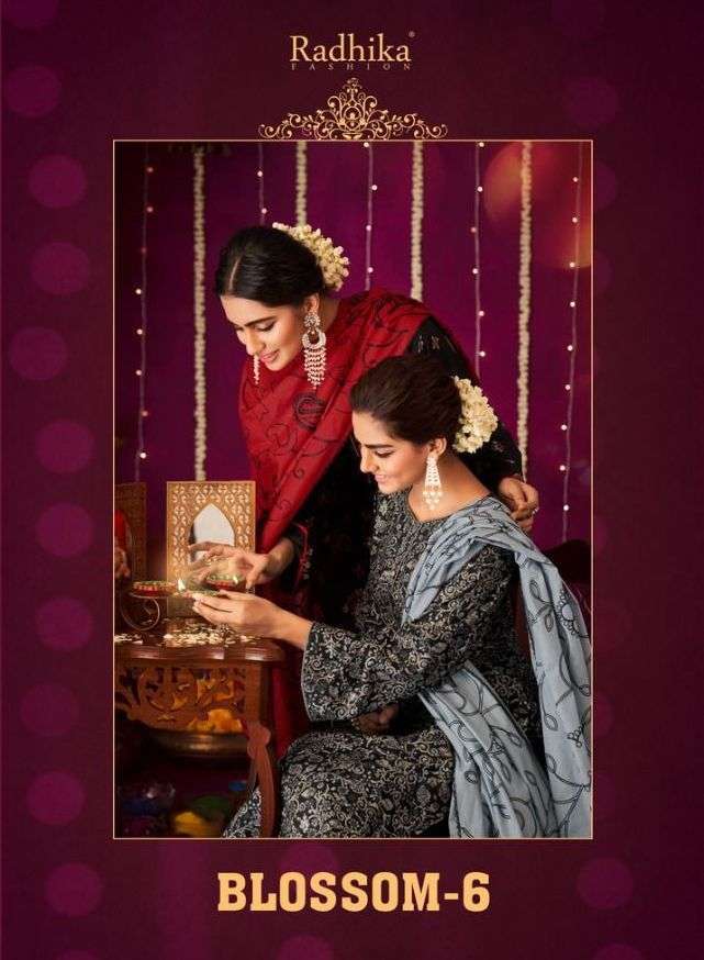 radhika azara blossom vol 6 series 10001-10006 cotton print suit 