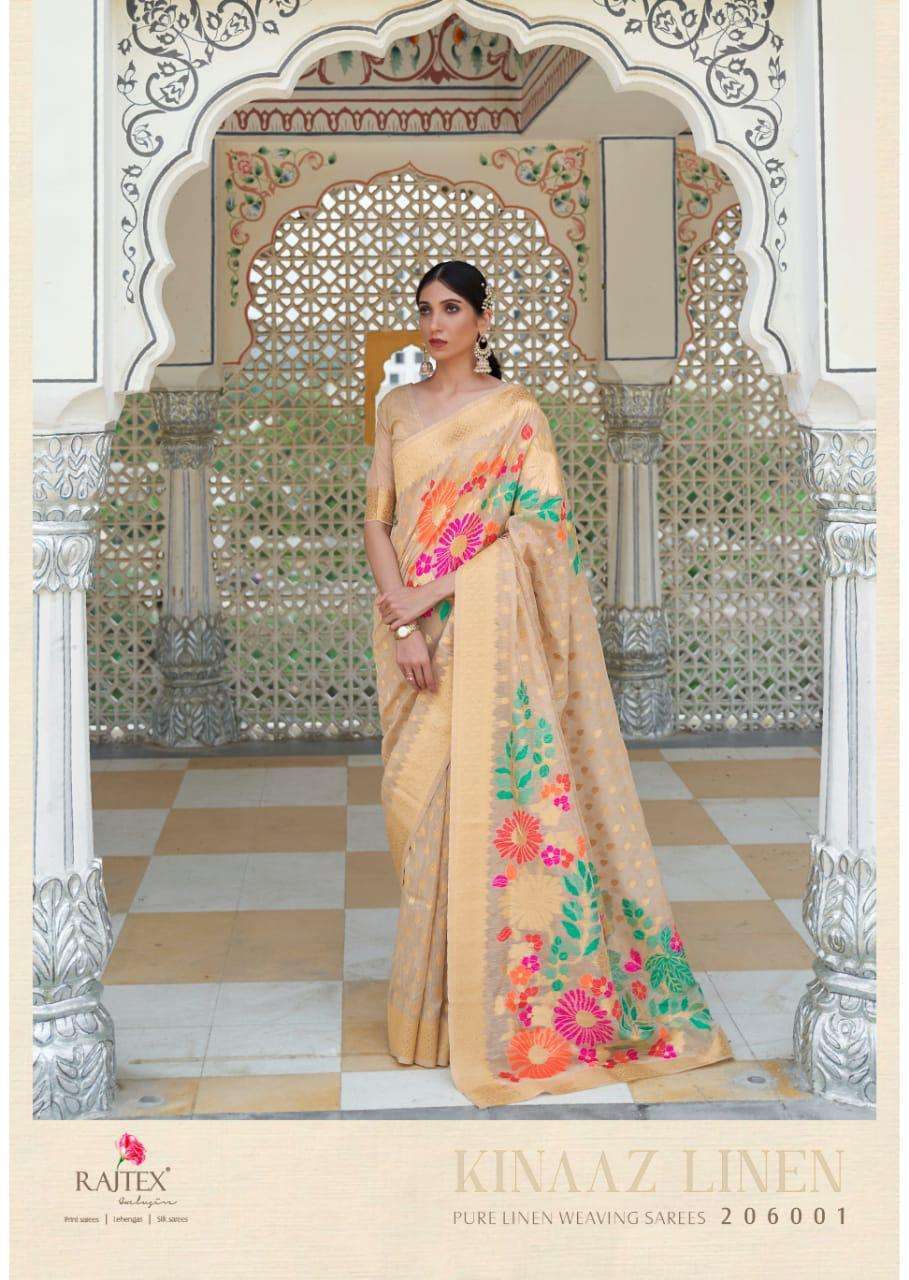 rajtex kinaaz linen series 206001-206006 Pure linen weaving silk saree