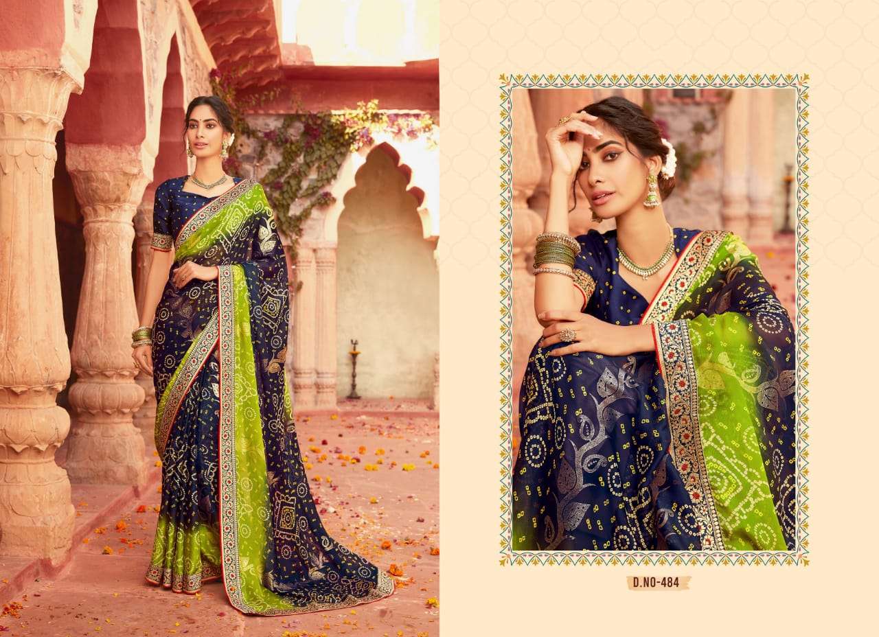 RAJYOG BANDHAN DESIGNER MOSS CHIFFON SAREE