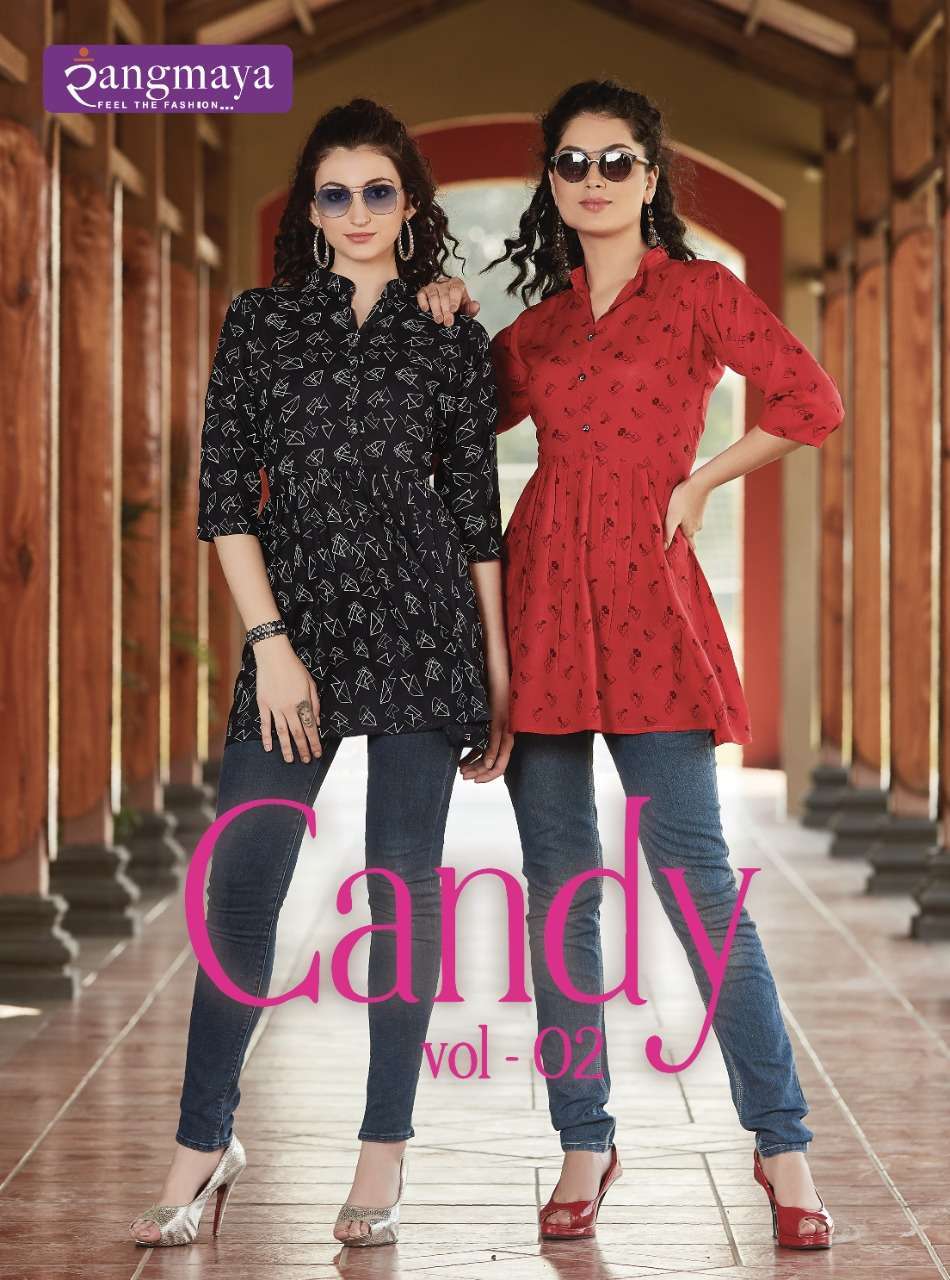 rangmaya candy vol 2 series 201-210 rayon print kurti 
