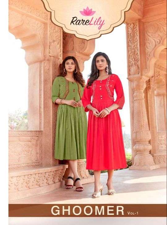 Rarelily Ghoomer Vol-1 series 1001-1009 Rayon Slub kurti