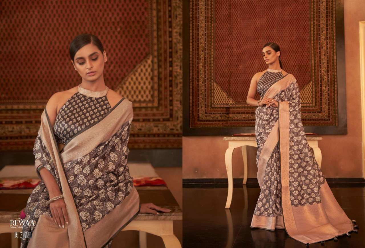 REWAA MORBAGH DESIGNER PASHMINA SILK SAREE 