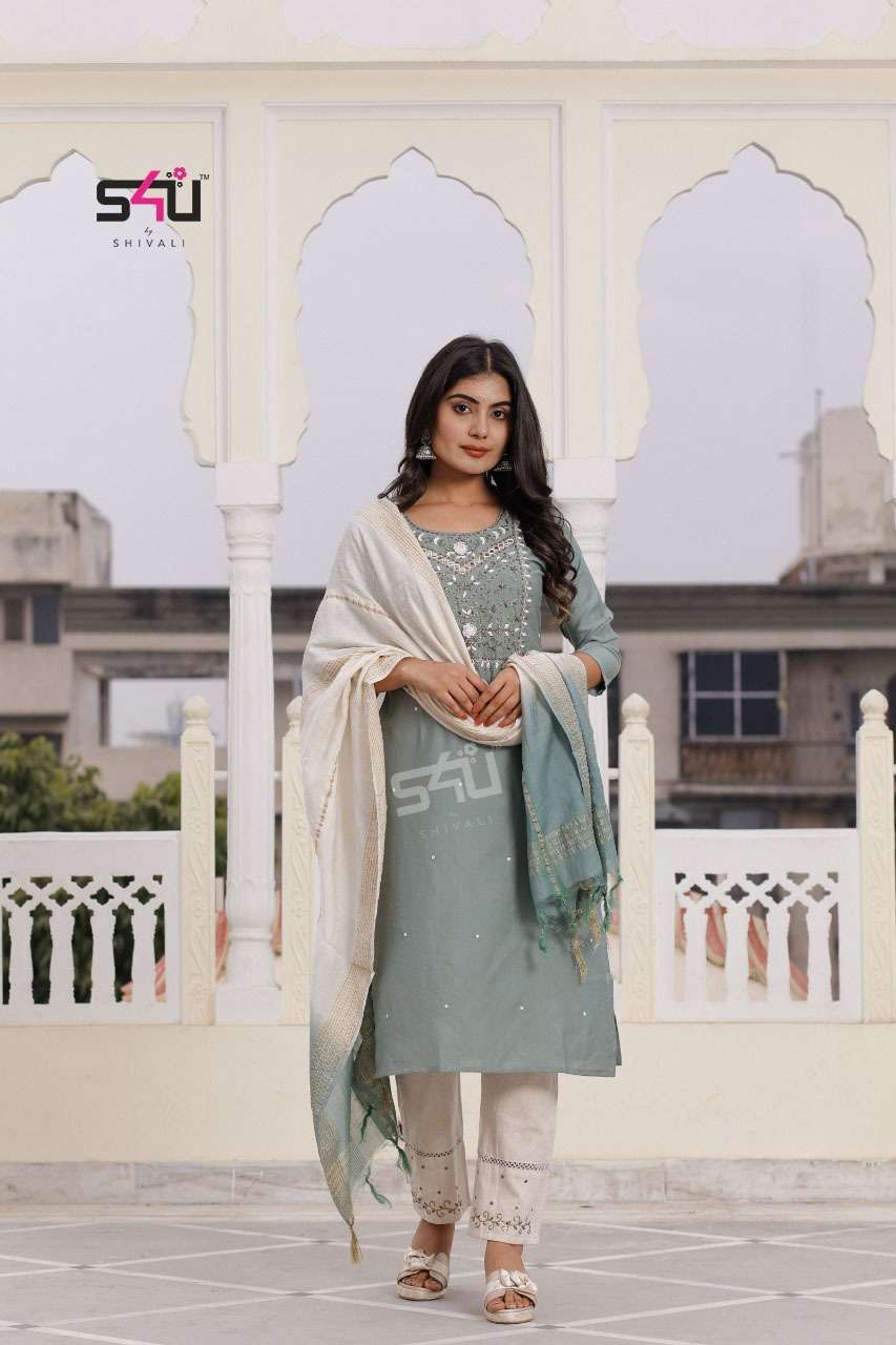 s4u 255 design combo set of top with bottom and dupatta