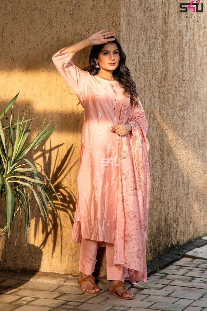 s4u 285 design combo set of readymade top with pant and dupatta