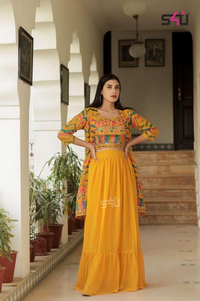 s4u 650 design crop top pattern with jacket combo set