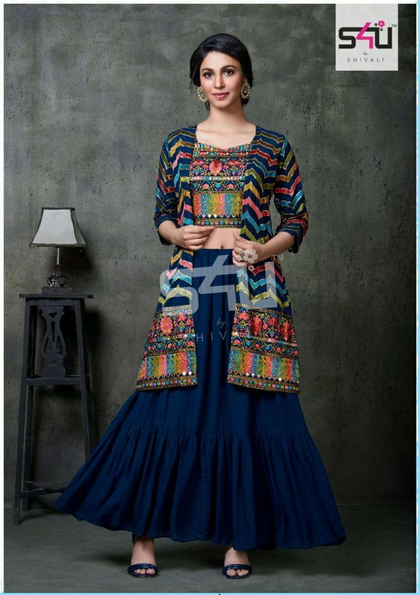 s4u 651 design combo set of fancy kurti with jacket pattern