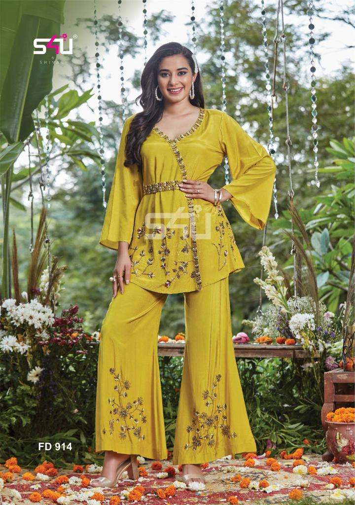 s4u 655 design combo set of top with palazzo set supplier