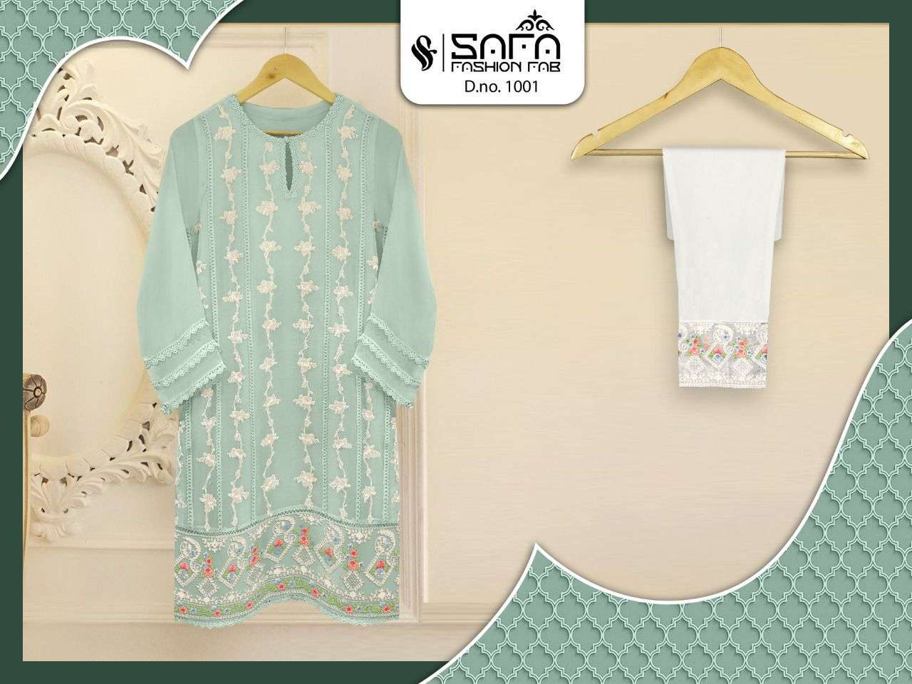 safa fashion sf 1001 georgette pakistani fancy top with bottom