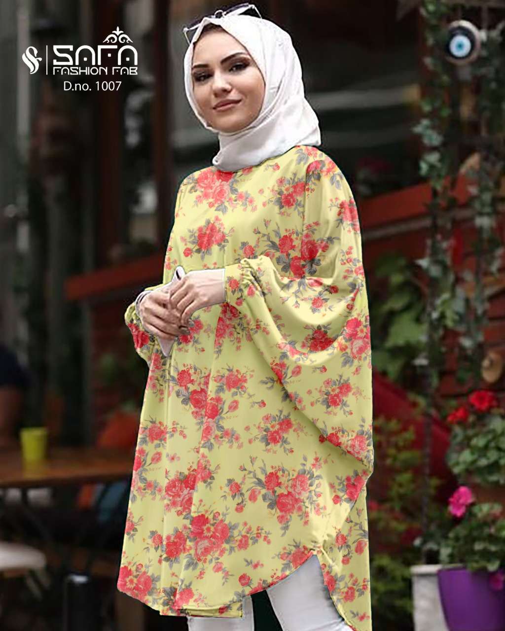 safa fashion sf 1007 georgette pakistani kurtis with cotton bottom