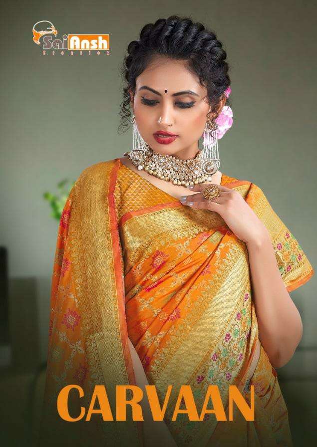 sai ansh creation carvaan series 6313-6318 silky multi meena saree