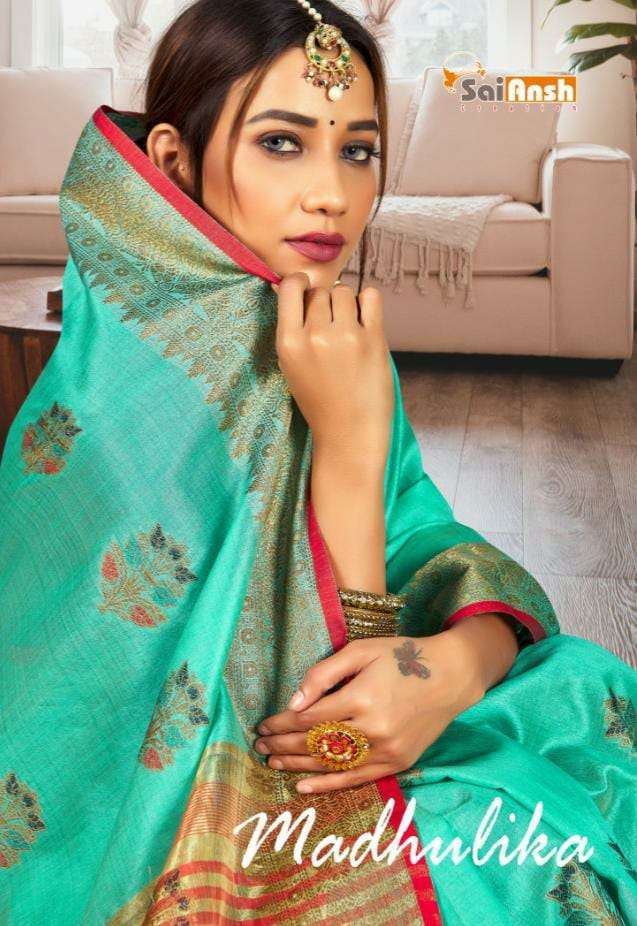 sai ansh creation madhulika series 1001-1006 silky cotton copper saree