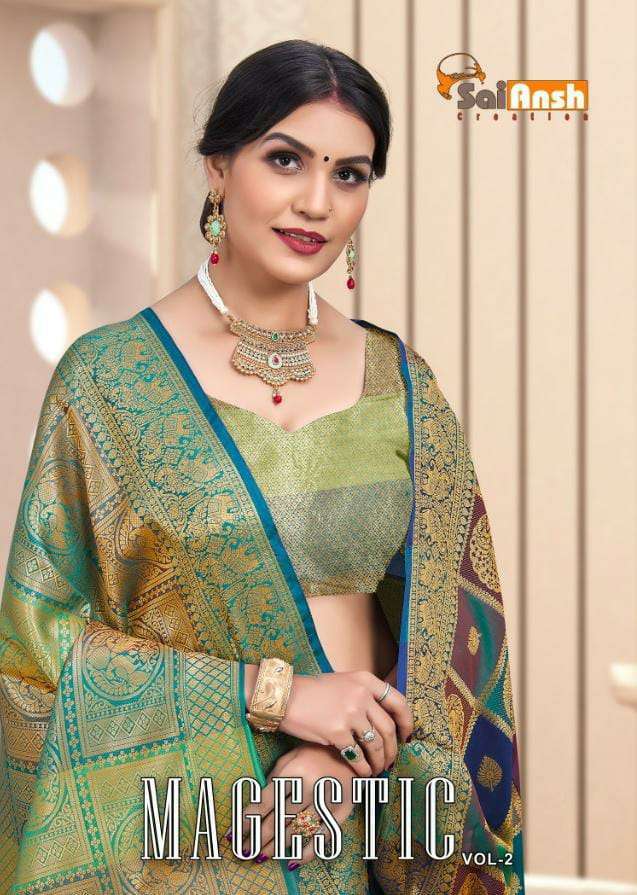 sai ansh creation majestic vol 2 series 6259-6264 Silky multi meena saree